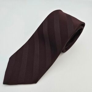 Men's Ketzch Dark Brown Striped Silk Blend Dress Tie Necktie Formal Business Vtg